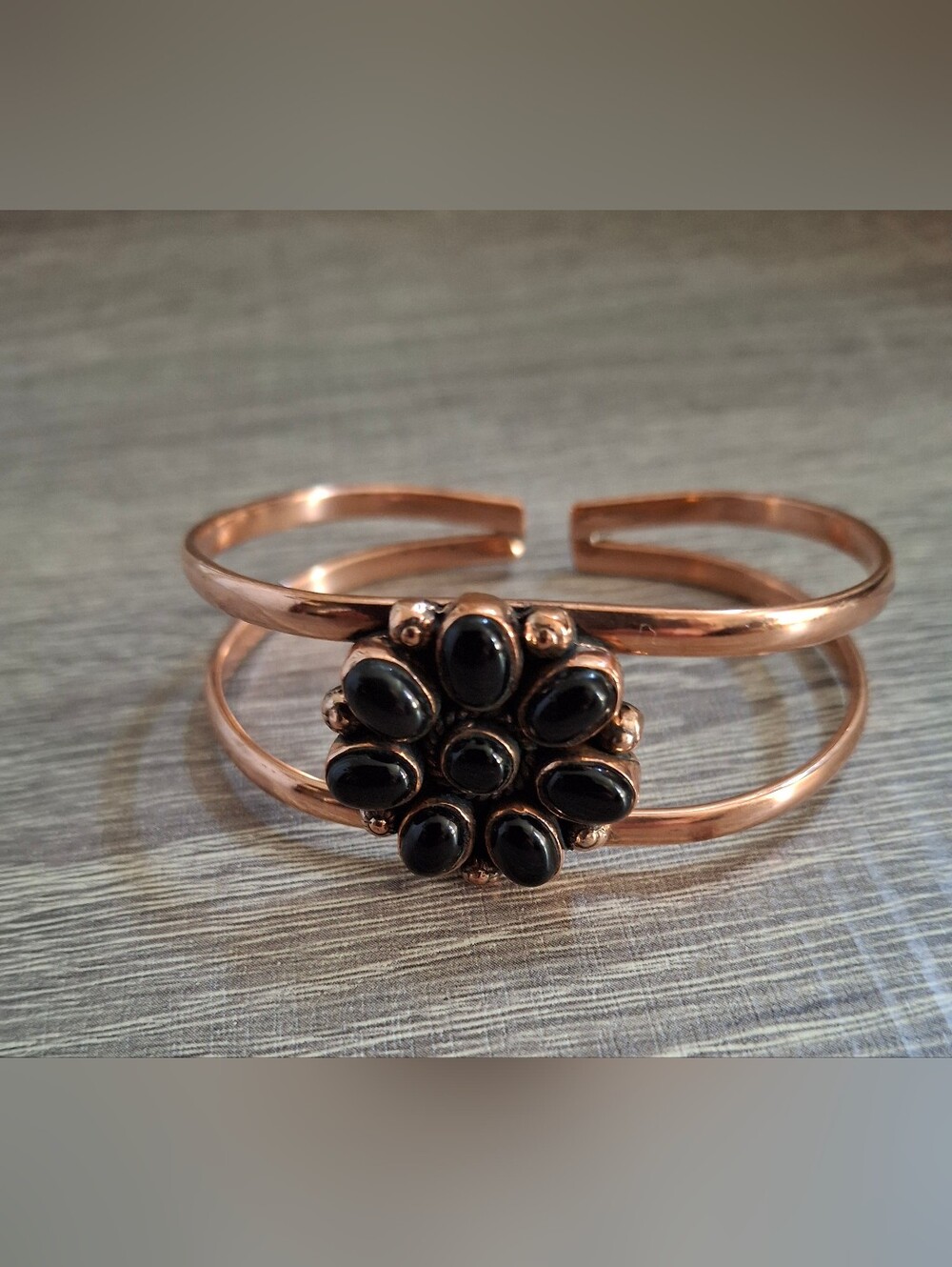 Black Onyx Natural Stones Copper Cuff